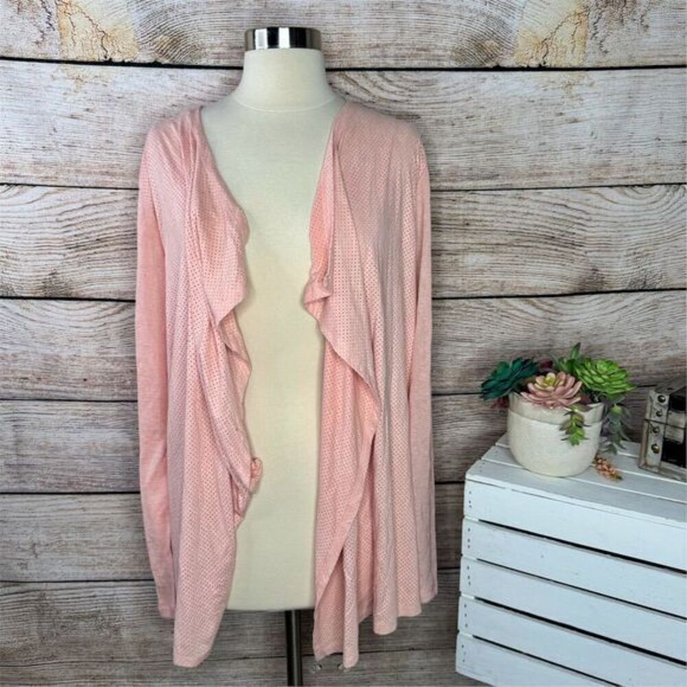 Melanie Lyne Women's XL Pink Open Drape Cardigan Sweater‎ Long Sleeve